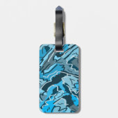 Icy Blue Marbled Abstrakt Gepäckanhänger (Rückseite vertikal)