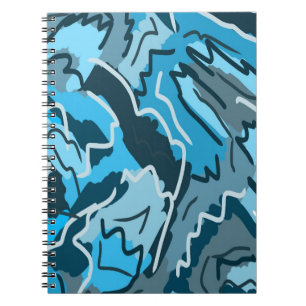 Icy Blue Marbled Abstrakt Notizblock