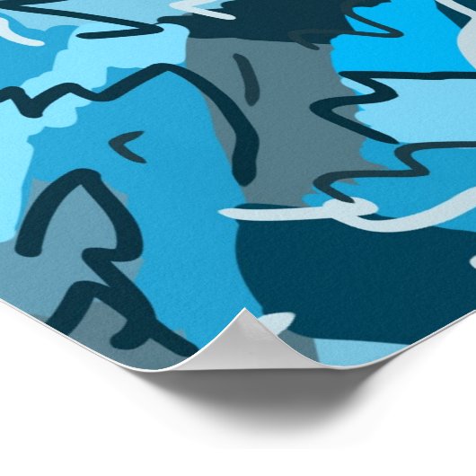 Icy Blue Marbled Abstrakt Poster (Ecke)