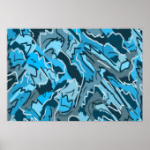 Icy Blue Marbled Abstrakt Poster (Vorne)