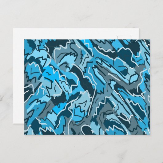 Icy Blue Marbled Abstrakt Postkarte (Vorne/Hinten)