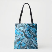 Icy Blue Marbled Abstrakt Tasche (Vorderseite)
