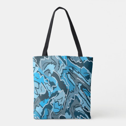 Icy Blue Marbled Abstrakt Tasche (Rückseite)