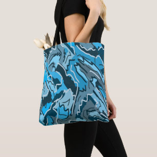 Icy Blue Marbled Abstrakt Tasche