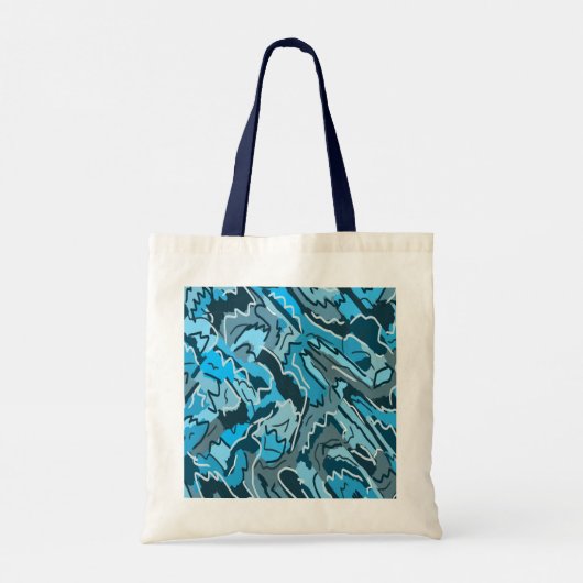 Icy Blue Marbled Abstrakt Tragetasche (Rückseite)