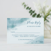Icy Blue Mattiert Watercolor RSVP Karte (Stehend Vorderseite)