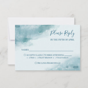 Icy Blue Mattiert Watercolor RSVP Karte