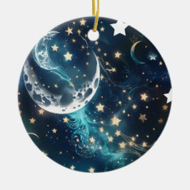 Icy Blue Moon Phases Keramik Ornament