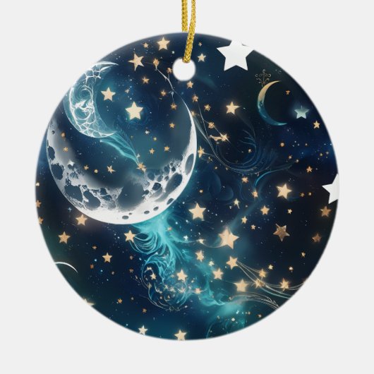 Icy Blue Moon Phases Keramik Ornament (Vorne)