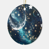 Icy Blue Moon Phases Keramik Ornament (Links)