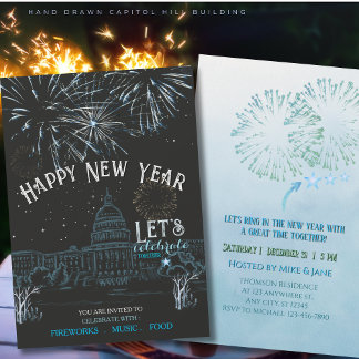 Icy Blue New Year's Party with Fireworks Capital Einladung