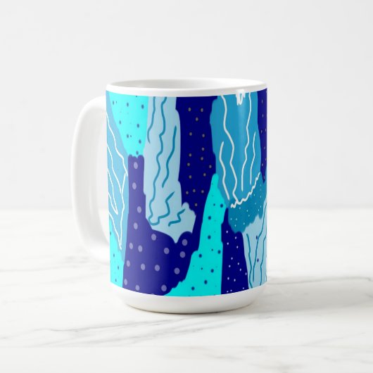 Icy Blue Ocean Abstrakt Kaffeetasse (Vorderseite Links)