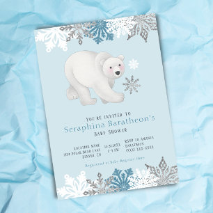 Icy Blue Polar Bear Baby Dusche Einladung