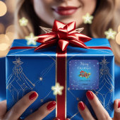 Icy Blue Red Holly Berries Frohe Weihnachten Quadratischer Aufkleber