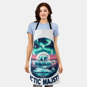 Icy Blue Retro Polar Bear Arctic Majestät Schürze (Getragen)