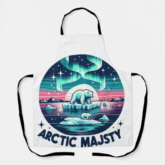 Icy Blue Retro Polar Bear Arctic Majestät Schürze (Vorderseite)