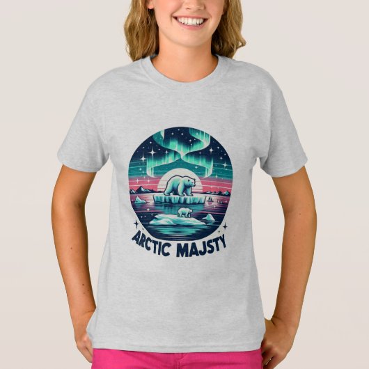 Icy Blue Retro Polar Bear Arctic Majestät T-Shirt (Vorderseite)