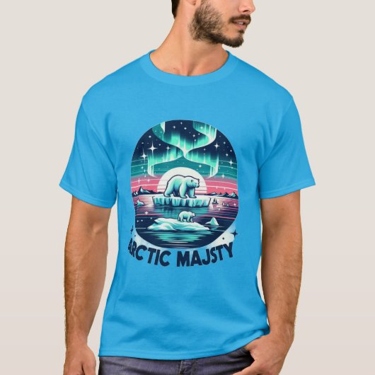 Icy Blue Retro Polar Bear Arctic Majestät T-Shirt (Vorderseite)