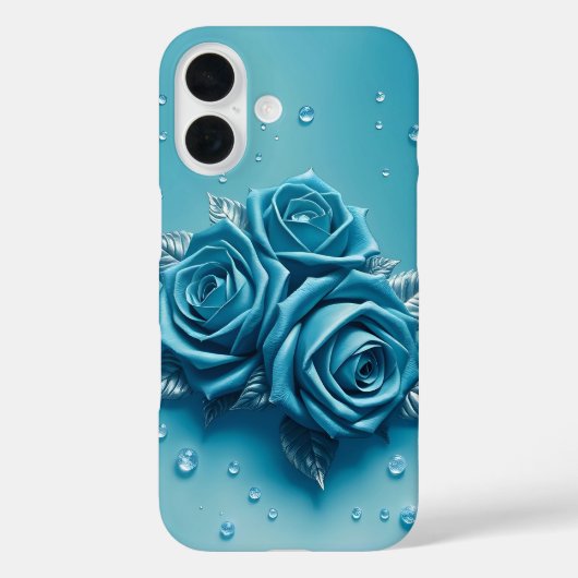 Icy Blue Rose mit Droplets Case-Mate iPhone Case (Rückseite)