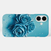Icy Blue Rose mit Droplets Case-Mate iPhone Case (Rückseite (Horizontal))