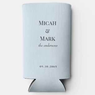 Icy Blue Simple Wedding Seltzer Can Cooler Selters Dosenkühler