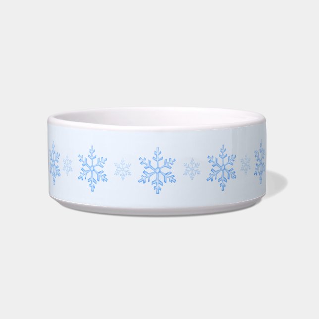 Icy Blue Snowflake Ceramic Pet Bowl Napf (Vorderseite)