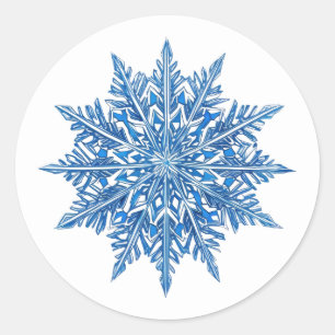 Icy Blue Snowflake Runder Aufkleber