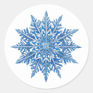 Icy Blue Snowflake Runder Aufkleber