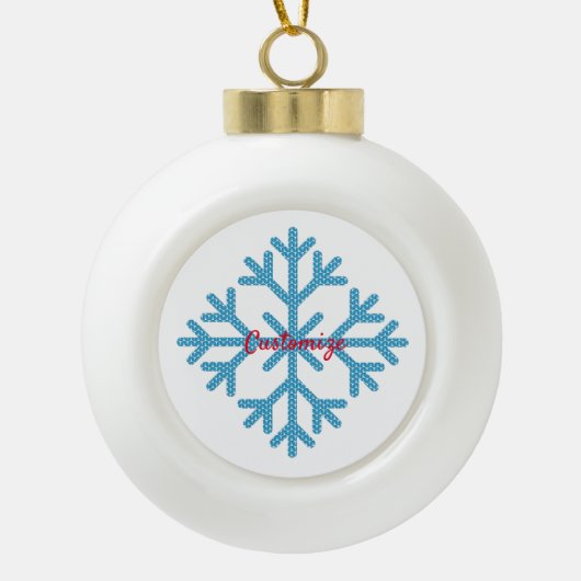 Icy Blue Snowflake Thunder_Cove Keramik Kugel-Ornament (Vorderseite)