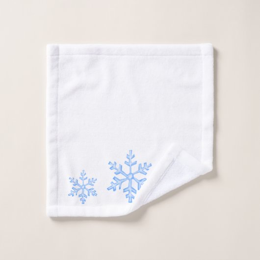 Icy Blue Snowflake Trio Elegany Winter Airbrush Badhandtuch Set (Waschlappen)