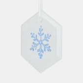 Icy Blue Snowflake - Winter Hexagon Ornament Aus Glas (Vorderseite Links)