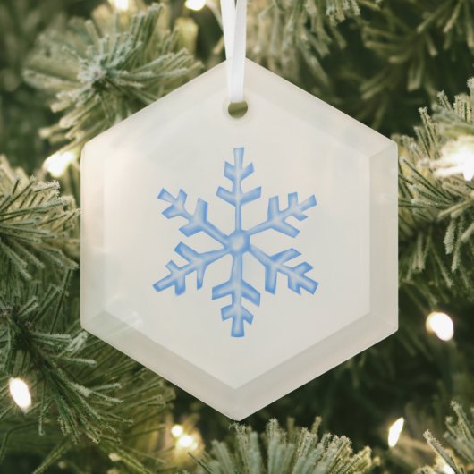 Icy Blue Snowflake - Winter Hexagon Ornament Aus Glas (Insitu)