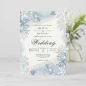 Icy Blue Snowflake Winter Wedding Einladung (Stehend Vorderseite)