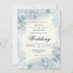 Icy Blue Snowflake Winter Wedding Einladung