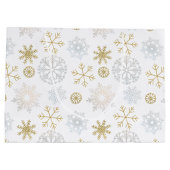 Icy Blue Snowflake Wintergeschenktasche Große Geschenktüte (Rückseite)