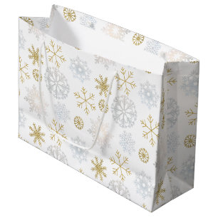 Icy Blue Snowflake Wintergeschenktasche Große Geschenktüte