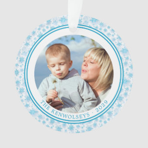 Icy Blue Snowflakes Familie Weihnachten 2 Seite Ornament