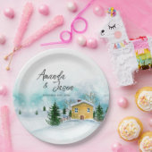 Icy Blue Snowy Landschaft Winter Hochzeit Party Pappteller (Party)