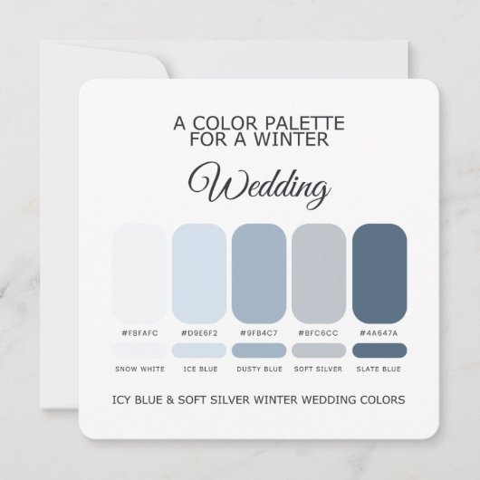 Icy Blue Soft Silver Winter Wedding Palette Card Einladung (Vorderseite)
