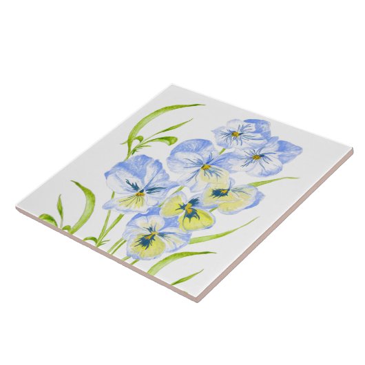 Icy Blue Stiefmütterchen auf einer Keramik Tile Fliese (Seite)