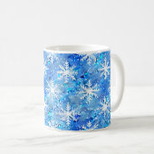 Icy Blue & Turquoise Winter Snowflake Kaffeetasse (VorderseiteRechts)