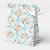 Icy Blue und Tan Damask Wedding Favor Boxes Geschenkschachtel (Rückseite)