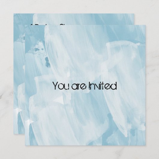 Icy Blue und White Abstrakt Baby Dusche Einladung (Vorne/Hinten)