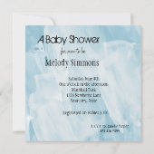Icy Blue und White Abstrakt Baby Dusche Einladung (Rückseite)