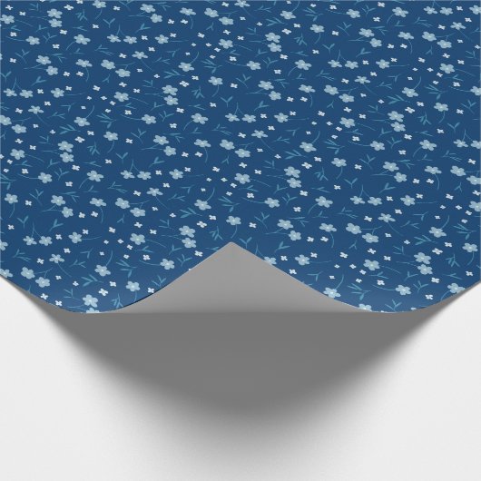Icy Blue Wildblume Gift Wrap Geschenkpapier (Ecke)