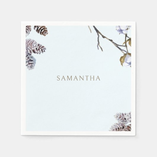 Icy Blue Winter Personalisiert Dusche Cocktail Serviette (Vorderseite)