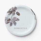 Icy Blue Winter Personalisiert Dusche Pappteller (Vorderseite)