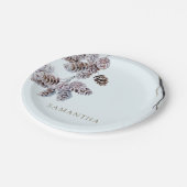 Icy Blue Winter Personalisiert Dusche Pappteller (Schrägansicht)