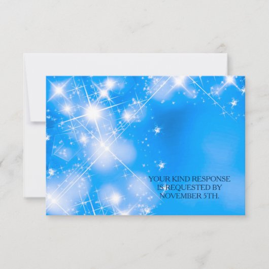 Icy Blue Winter Stars Formal Wedding RSVP Card Karte (Vorderseite)