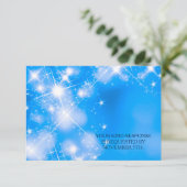 Icy Blue Winter Stars Formal Wedding RSVP Card Karte (Stehend Vorderseite)